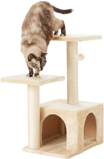 Frisco 28-in Faux Fur Cat Tree & Condo 3 Frisco 28-in Faux Fur Cat Tree & Condo
