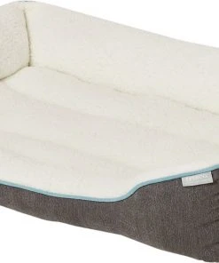 Frisco Sherpa Rectangular Bolster Dog Bed, Gray -PetNest Shop 129483 PT2. SY630 V1566334964