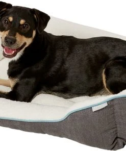 Frisco Sherpa Rectangular Bolster Dog Bed, Gray -PetNest Shop 129483 PT4. SY630 V1578442390