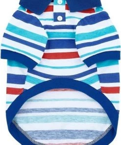 Frisco Striped Dog & Cat Polo Shirt, Red & Blue