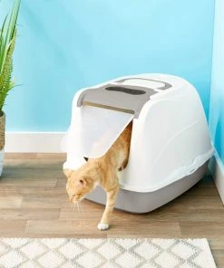 Frisco Flip Top Hooded Cat Litter Box, Gray, Large, 22-in -PetNest Shop 155654 PT3. SY630 V1552410174