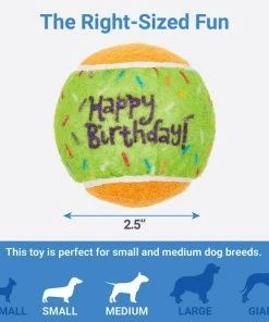 Frisco Fetch Squeaking Birthday Tennis Ball Dog Toy, 3-Pack -PetNest Shop 162914 PT1. SY630 V1568207222