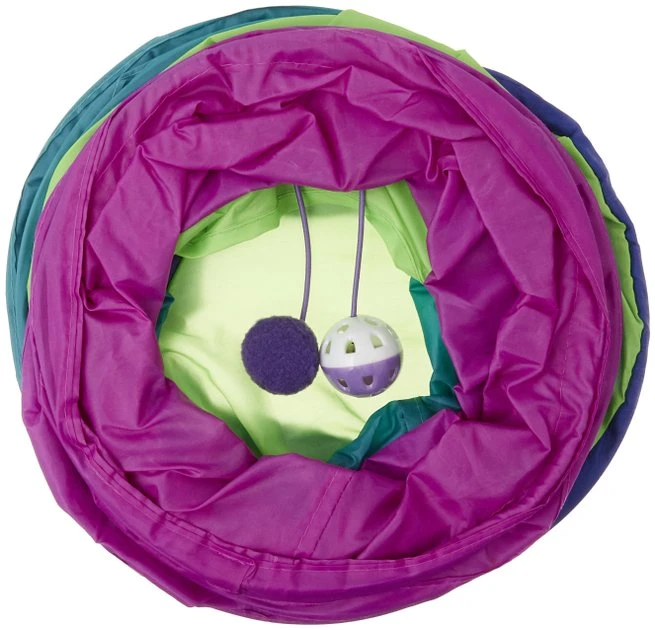 Frisco Peek-a-Boo Cat Chute Cat Toy, Colorful Tri-Tunnel 6 Frisco Peek-a-Boo Cat Chute Cat Toy, Colorful Tri-Tunnel - Image 4