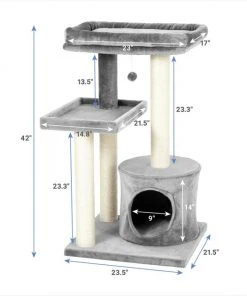 Frisco 42-in Heavy Duty Faux Fur Cat Tree & Condo -PetNest Shop 169398 PT1. SY630 V1584451848
