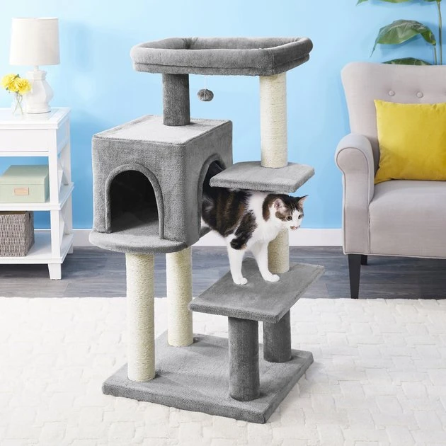 Frisco 48-in Heavy Duty Faux Fur Cat Tree & Condo 3 Frisco 48-in Heavy Duty Faux Fur Cat Tree & Condo