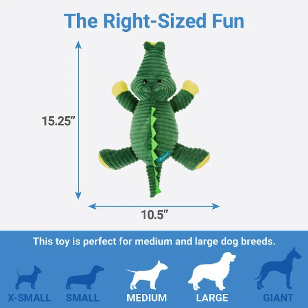 Frisco Corduroy Plush Squeaking Alligator Dog Toy 4 Frisco Corduroy Plush Squeaking Alligator Dog Toy - Image 2