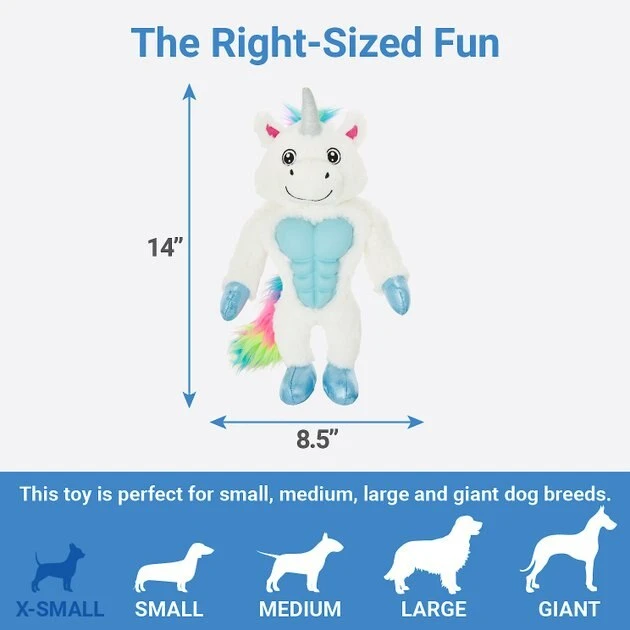 Frisco Muscle Plush Squeaking Unicorn Dog Toy 4 Frisco Muscle Plush Squeaking Unicorn Dog Toy - Image 2