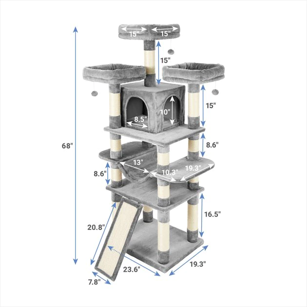 Frisco 68-in Faux Fur Cat Tree & Condo 4 Frisco 68-in Faux Fur Cat Tree & Condo - Image 2