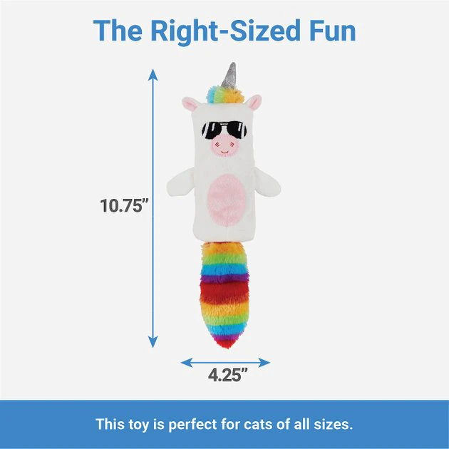 Frisco Mythical Mates Rainbow Unicorn Crinkle Kicker Cat Toy with Catnip 4 Frisco Mythical Mates Rainbow Unicorn Crinkle Kicker Cat Toy with Catnip - Image 2