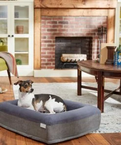 Frisco Orthopedic Rectangular Bolster Cat & Dog Bed w/Removable Cover