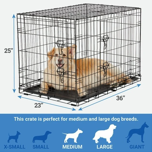 Frisco Fold & Carry Double Door Collapsible Wire Dog Crate & Mat Kit 4 Frisco Fold & Carry Double Door Collapsible Wire Dog Crate & Mat Kit - Image 2