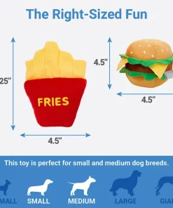 Frisco Plush Burger & Fries Dog Toy, 2-Pack -PetNest Shop 213822 PT1. SY630 V1597156563