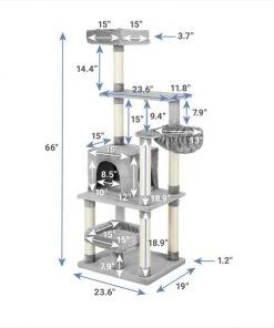Frisco 66-in Cat Tree with Bed, Condo, Lounge Basket & Top Perch -PetNest Shop 214380 PT1. SY630 V1603932126