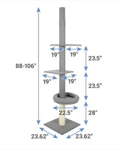 Frisco 88 to 106-in 3 Level Floor to Ceiling Heavy Duty Cat Tower -PetNest Shop 214389 PT1. SY630 V1602837999