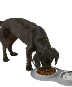 Frisco Double Stainless Steel Dog & Cat Bowl with Silicone Mat, Light Gray, 1.75 Cups -PetNest Shop 215986 PT5. SY630 V1605652436