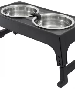 Frisco Stainless Steel Bowls with Adjustable Elevated Holder, 7 Cups