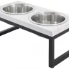 Frisco Marble Print Stainless Steel Double Elevated Dog Bowl -PetNest Shop 216017 MAIN. SY630 V1591020394