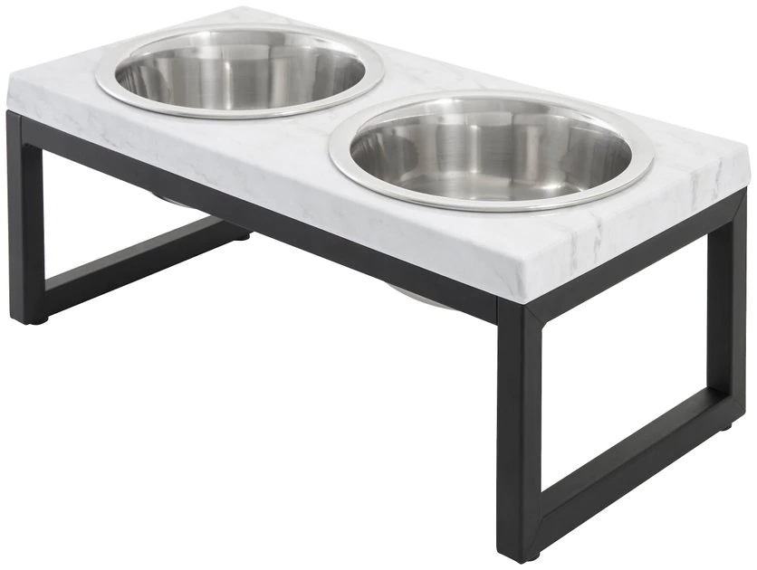 Frisco Marble Print Stainless Steel Double Elevated Dog Bowl 3 Frisco Marble Print Stainless Steel Double Elevated Dog Bowl