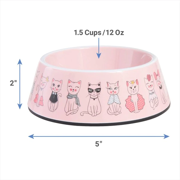Frisco Pink Cute Cats Melamine Cat Bowl, 1.5 Cup 4 Frisco Pink Cute Cats Melamine Cat Bowl, 1.5 Cup - Image 2