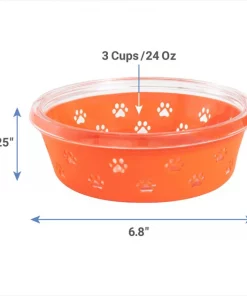 Frisco Paw Design Glass Bowl with Silicone Sleeve, 3 Cups -PetNest Shop 216055 PT1. SY630 V1600374135