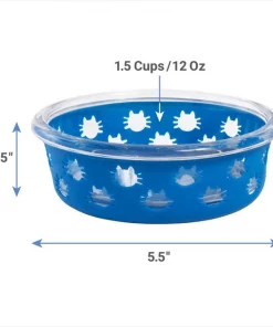 Frisco Cat Design Glass Bowl with Silicone Sleeve, 1.5 Cups -PetNest Shop 216057 PT1. SY630 V1600374673
