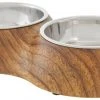 Frisco Double Stainless Steel Bowl, Wood Design, 0.75 Cup