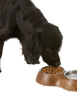 Frisco Double Stainless Steel Bowl, Wood Design, 0.75 Cup -PetNest Shop 216068 PT6. SY630 V1605653814