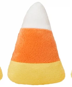Frisco Halloween Candy Corn Plush Squeaky Dog Toy, 3 count