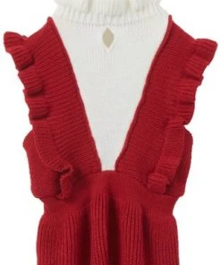Frisco V Ruffle Dog & Cat Sweater Dress -PetNest Shop 223735 PT3. SY630 V1599569798