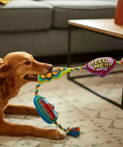 Frisco Retro Plush with Rope Squeaky Comic Book Bubble Dog Toy -PetNest Shop 230355 PT3. SY630 V1600973764