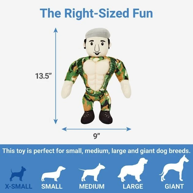 Frisco Retro Camo Hero Muscle Plush Squeaky Dog Toy 4 Frisco Retro Camo Hero Muscle Plush Squeaky Dog Toy - Image 2