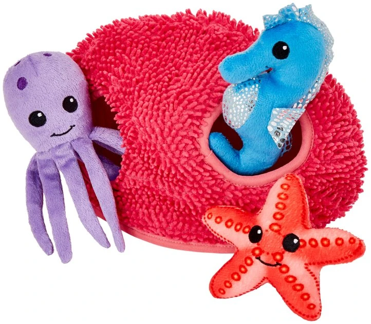 Frisco Hide & Seek Plush Coral Puzzle Dog Toy 3 Frisco Hide & Seek Plush Coral Puzzle Dog Toy