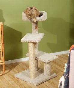 Frisco 41.5-in Real Carpet Wooden Cat Tree