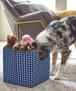 Frisco Square Collapsible Pet Toy Storage Bin, Navy Herringbone 11 Frisco Square Collapsible Pet Toy Storage Bin, Navy Herringbone -PetNest Shop 250566 PT3. SY630 V1615572181