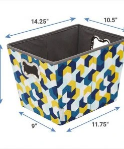 Frisco Rectangle Collapsible Pet Toy Storage Bin, Yellow Geometric -PetNest Shop 250578 PT2. SY630 V1613774487