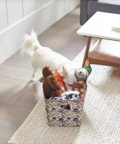 Frisco Rectangle Collapsible Pet Toy Storage Bin, Tan Novelty Paws -PetNest Shop 250581 PT3. SY630 V1615572098