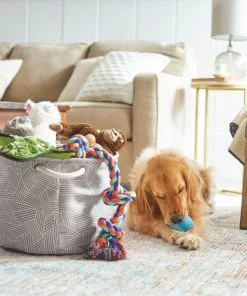 Frisco Round Collapsible Pet Toy Storage Bin, Gray Basket Weave 9 Frisco Round Collapsible Pet Toy Storage Bin, Gray Basket Weave -PetNest Shop 250585 PT3. SY630 V1615572111