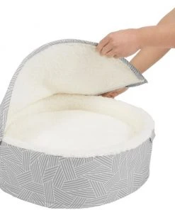 Frisco Hooded Zipper Cat & Dog Covered Bed, Gray Basket Weave -PetNest Shop 251236 PT5. SY630 V1615569117