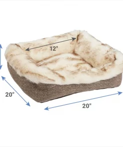Frisco Fur Cuffed Rectangle Cuddler Cat & Dog Bolster Bed -PetNest Shop 251910 PT1. SY630 V1627578992