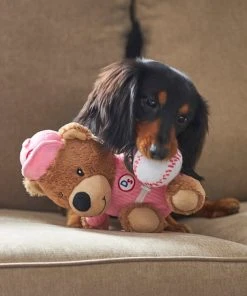 Frisco Baseball Bear Plush Squeaky Dog Toy, Pink -PetNest Shop 252744 PT5. SY630 V1615814532