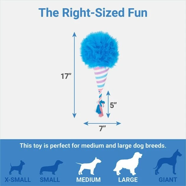 Frisco Baseball Cotton Candy Plush with Rope Squeaky Dog Toy 4 Frisco Baseball Cotton Candy Plush with Rope Squeaky Dog Toy - Image 2