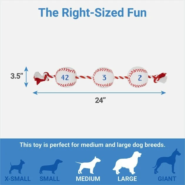 Frisco Baseball Plush with Rope Dog Toy 4 Frisco Baseball Plush with Rope Dog Toy - Image 2