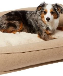 Frisco Faux Felt Orthopedic Rectangular Bolster Dog Bed w/Removable Cover