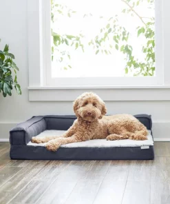 Frisco Faux Felt Orthopedic Corner Sofa Bolster Dog Bed w/Removable Cover