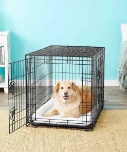 Frisco Fold & Carry Double Door Collapsible Wire Dog Crate, 36 inch & Frisco Gray Basket Weave Dog Crate Mat, 36-in -PetNest Shop 255481 PT2. SY630 V1604081325