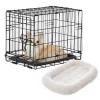 Frisco Fold & Carry Single Door Collapsible Wire Dog Crate & Frisco Quilted Dog Crate Mat, Ivory