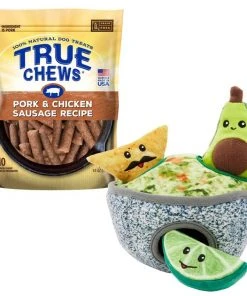 Frisco||True Chews Frisco Hide & Seek Plush Guacamole Dog Toy & True Chews Pork & Chicken Sausage Recipe Dog Treats