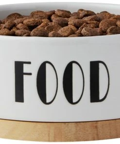 Frisco Ceramic Food Dog & Cat Bowl with Wood Base -PetNest Shop 256042 PT4. SY630 V1615317411