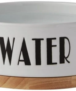 Frisco Ceramic Water Dog & Cat Bowl with Wood Base -PetNest Shop 256046 PT4. SY630 V1615317681