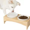 Frisco Ceramic Dog & Cat Double Diner with Elevated Wood Stand, 1.87 Cups -PetNest Shop 256052 MAIN. SY630 V1616074701